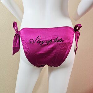 Victoria’s Secret VERY SEXY Pink Satin Cheeky Panty Side Ties Embroidered